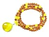 Hindu Spiritual Mala Rudraksha Yellow Jade Yoga Necklace Rosary Beads 108+1, Yantra Pendant