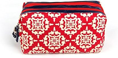 Juno Story Cosmetic Bag Double Zipper Travel Makeup Case (red)