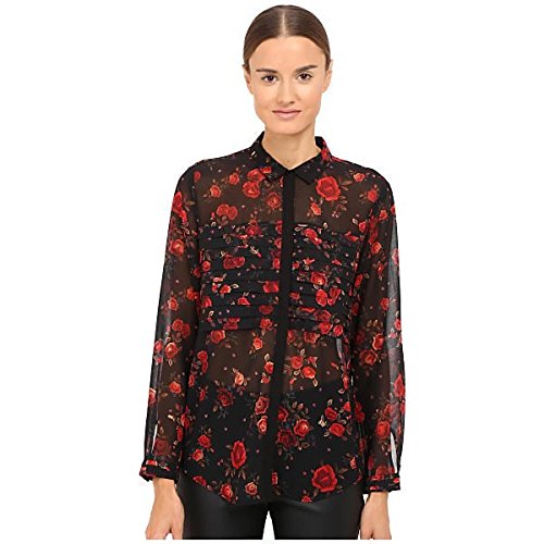 ザ・クープルス トップス シャツ Romantic Flowers On Chiffon Black [並行輸入品]