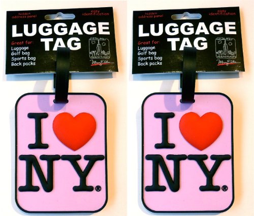 Set of 2 I Love New York Pink Luggage Tags I heart NY Bag ID Tags New York souvenirs by Fifth Avenue Manufacturers