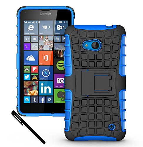 Microsoft Nokia Lumia 640 Case Cover - Tough Rugged Dual Layer Protective Case with Kickstand for Microsoft Nokia Lumia 640 (2015 Release) - Blue