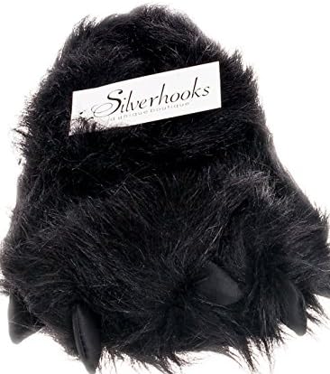 Plush Bear Paw Animal Slippers (Black, Large)