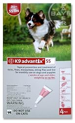 K9 Advantix Flea Control for Dogs 21 to 55 Pounds, 4 Applications