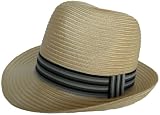 Summer Fedora Braided Poly Straw Trilby Golf Hat Hip Sun Beach Cap Spring Toyo Grosgrain Band