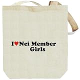 I LOVE Nci Member GIRLS Beige Canvas Tote Bag Unisex
