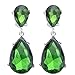 EVER FAITH® Silver-Tone Teardrop Dangle Earrings Emerald Color Austrian Crystal