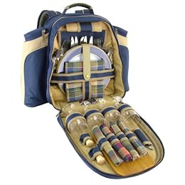 Riva Picnic Backpack with Service for 4 - Blue