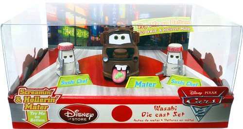 the toy the movie:Disney / Pixar CARS 2 Movie Exclusive 148 Die Cast Car 3Pack Wasabi Screamin Hollerin Mater with 2x Sushi Chefs