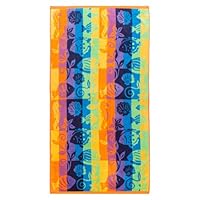 Tropical Paradise Multi - Luxury Velour Jacquard Beach Towel size 32x63 - 400 grams 100% Pure Ringspun Cotton - Brilliant intense vibrant colors - Highly absorbent easy care machine wash - Use for picnic poolside or as a colorful bath towel - Save 50%
