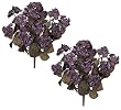 TWO 23" Hydrangea Artificial Flower Bushes (Purple) for Home, Garden and Decoration