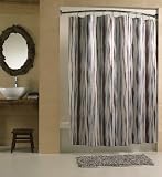 Chic Brown and Blue Wavy Stripe Fabric Shower Curtain - 70 in. W x 72 in. L