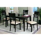 5pc Contemporary Style Wood Dining Table and 4 Chairs Set by visiondecor Furniture