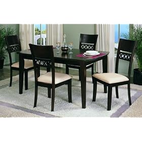 5pc Contemporary Style Wood Dining Table and 4 Chairs Set by visiondecor Furniture