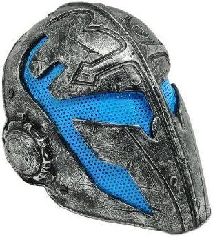 Fondlife New Tactical Protective Wire Mesh Mask Full Face Protection Cool Knights Templar Mask Safety Gear for Male (blue)