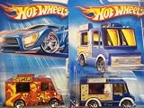 Hot Wheels Ice Cream Truck Variant Set: Tropicool Series 5 Spoke Red #142 & The City Works 10 Spoke Blue #113 {2 Pieces} Scale 1/64 Collector
