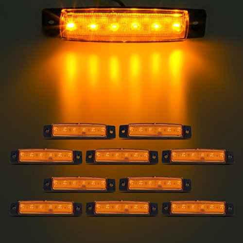 Partsam 10X 3.8″ Amber 12V Front Side Marker 6 LED Trailer Truck Lorry Indicators Light