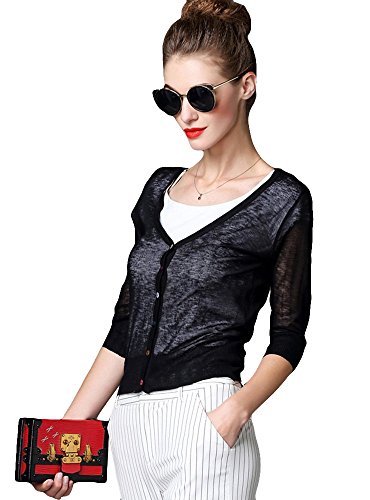 (a la mode)アラモード 大人 エレガント 高級 薄手生地 Vネック ショート丈 カーディガン トッパー お呼ばれ frm04