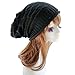 Aivtalk Unisex Winter Wrinkle Knitted Crochet Baggy Hat Beanie Cap Beret Black
