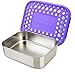 LunchBots Uno Reusable Stainless Steel Lunch Container, Stainless Steel Lid, Purple Dots Cover, Dishwasher Safe