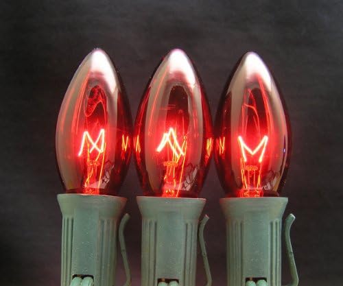 7 Watt C9 Transparent Outdoor Patio Party Christmas Novelty Replacement Bulbs, 25 Pack (Red)
