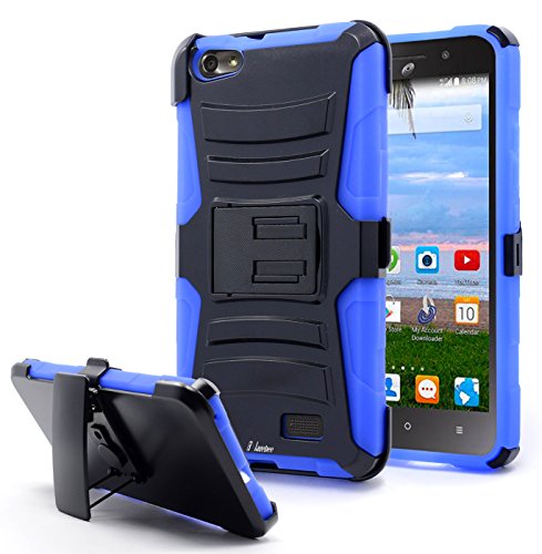 Huawei Raven LTE Case, Huawei Raven LTE Holster Case, Nagebee - Huawei Raven LTE H892L Heavy Duty Hybrid Armor Dual Layer Rhino Kickstand Belt Clip Holster Combo Rugged Case for Huawei Raven LTE H892L (Holster Blue)