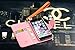 iPhone 6 Plus 5.5 Inch Case, Cover® iPhone 6 Plus 5.5 inch Luxury Plaid Grid Design Flip Folio Case Card Slots Wallet Cover Skin Protector with Lanyard and Magnetic Closure - black with Pink Frame