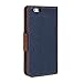 iPhone 6 Plus Case, GMYLE [Wallet Stand] iPhone 6 Plus 5.5 Case Wallet [Navy Blue & Brown] Premium Synthetic Leather Wallet Case Cover with STAND Flip Cover for iPhone 6 Plus (5.5) - Navy Blue & Brown