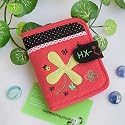 [Clover Leaf] Embroidered Applique Fabric Art Wallet Purse / Card Holder (4.7*3.7)