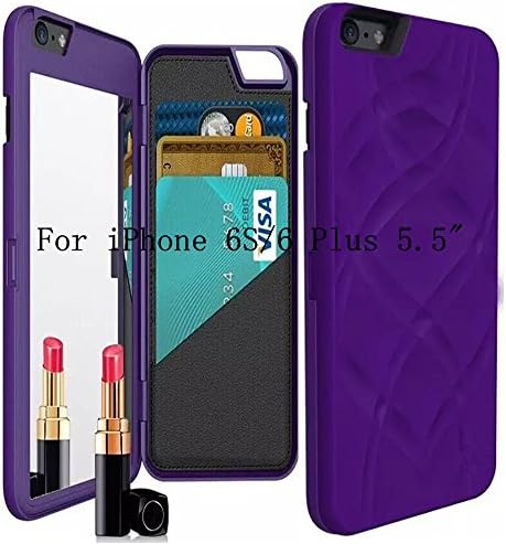 iPhone 6s Plus Case,iPhone 6 Plus Case, NCIE® Hidden Back Mirror Wallet Case with Stand Feature and Card Holder for Apple iPhone 6 Plus, 6S Plus 5.5" (Pueple)