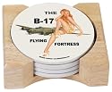 CounterArt WWII Warbird Nose Art Design Absorbent Coasters in Wooden Holder, Set of 4 Assorted