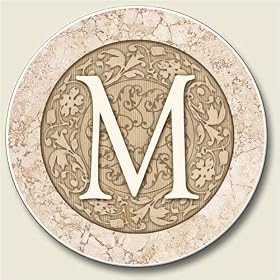 Click here to buy AutoCoaster ~ Monogram initial M ~ Tile Drink Coaster for car cupholder - code 580 by AbsorbaStone.