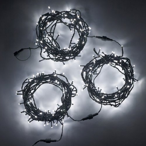 Lot de Guirlandes Lumineuses De Noël, 300 LED Blanches, Câble Vert, 24m, Type SR