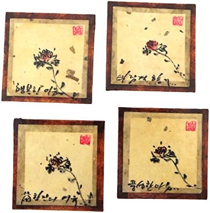 Hand made Cup Coaster / Korea Traditional Paper Hanji Craft Coaster Set Set of 4