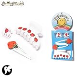 SG PARIS SMILEY-BIJOUX CHEVEUX-KIT ACCESSOIRES CHEVEUX--CARTEX5Pcs-JEUNE-PLASTIQUE----GOURMANDISE-FRAISE