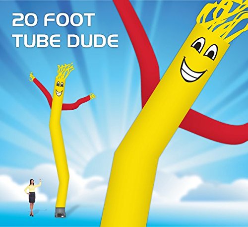 20 Foot Fly Guy - Inflatable Dancer Tube Man - Sky Puppet Dancing Balloon. Fits all 18 inch fans. Yellow Body with Red Arms - Fabric Only