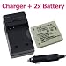 2 BATTERY+CHARGER FOR CANON POWERSHOT SD450 SD600 SD750