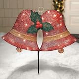 BrylaneHome Prelit Tinsel Bells With Stand