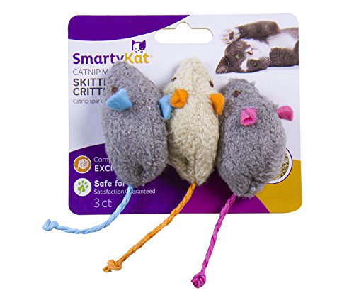 SmartyKat Skitter Critters Cat Toy Catnip Mice, 3 Pack