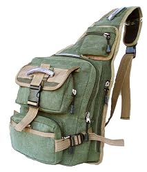 Military Inspired Canvas Backpack Sling Bag Daypack Olive Drab