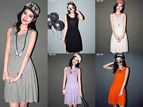 [Kapua] カジュアル ノー スリーブ ティアード ミニ 丈 ワンピース レディース OP (5色 展開)