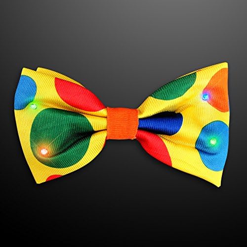 Light Up LED Big Clown Polka Dot Bow Tie