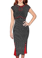 Nylon/Polyester/Spandex Mermaid Cocktail Dots Print Vintage Party Dress 