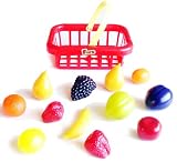 Faro Toys Italy: Pretend Play Food Products: 12 Piece Toy Fruit with Basket