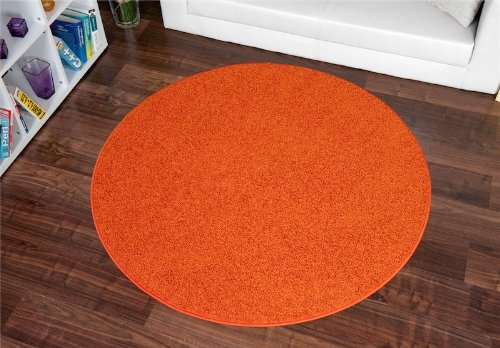 Hochflor Teppich Fontana orange rund, Größe Auswählen:100 cm rund