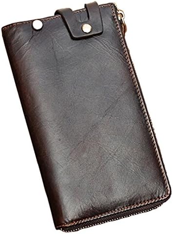 Aqueen Men's Soft Leather Large Capacity Long Wallet Clutch Chocolate Color