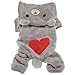 Pet Puppy Dog Love U Red Heart Bear Warm Fleece Hoodie Winter Clothes Jumpsuit Coat Clothes Hooded Coat,Asian size:XL/L/M/S/XS