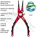BITE Professional Aluminum Saltwater Fishing Pliers -Spring Loaded-Rubber Insert Grips-Tungsten Carbide Cutters-with a Set of Replacement Carbide Cutters & Premium Clip Sheath