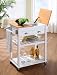 White & Natural Finish Wood Kitchen Storage Serving Cart