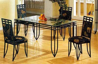 Black Matrix Design Rectangular Table and Chair Set