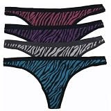 Ladies Sexy Dream Fit 4 Pack Zebra Print Micro Thong Underwear